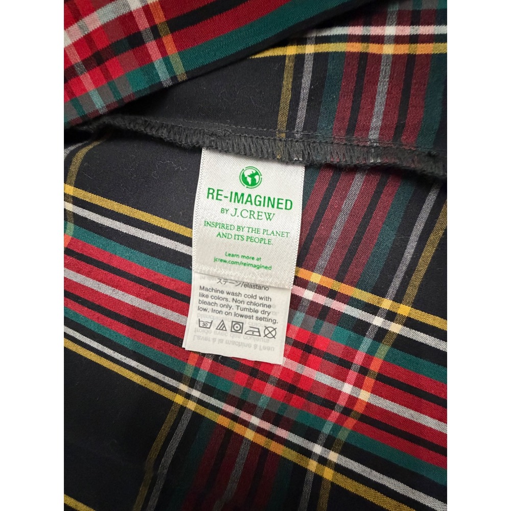 J.Crew Re-Imagined Plaid Button Down Shirt Womens Medium Red Green Navy Stretch - Picture 6 of 6